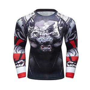 Haut de sport pour homme en molleton sublimé, à compression, manches longues, 100% coton extensible, anti-transpiration, pour la gym et l'entraînement - Product Image 3