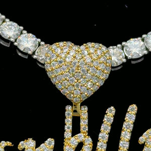 New Arrival Mini <b>Letter</b> Pendant Heart Hook <b>Necklace</b> Custom Moissanite Name Plate Pendant Women Men Jewelries - Product Image 4