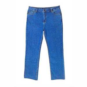 Jeans pour hommes en denim, coupe baggy large, taille mi-haute, style motard, délavage bleu ciel, selvedge, vente en gros usine - Product Image 2