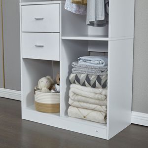 Sistema organizzatore armadio bianco a parete 32 "W X 16" D X 71 "H cassetti appendiabiti portaoggetti - Product Image 5