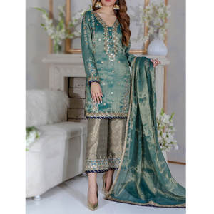 Nouvelles robes Salwar Kameez pakistanaises en tissu lawn pour femmes, brodées, tenues de soirée, prix de gros très attractif - Product Image 5