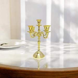 Élégant porte-bougie en aluminium doré, support décoratif moderne pour bougies, idéal pour mariage, fête, Noël, table à manger, maison, au meilleur prix - Product Image 2