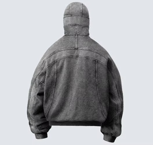 Veste polaire à capuche oversize pour homme, coupe-vent, fermeture éclair, couleur unie, manteau chaud d'hiver, coupe régulière, sweat-shirt tricoté - Product Image 2