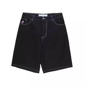 Pantalones Cortos Bermuda de Lona Negros para Hombre, Cintura Media, Cierre con Cordón, Estilo Casual, Bolsillos Delanteros con Logotipo, Tejido de Algodón Transpirable - Product Image 2