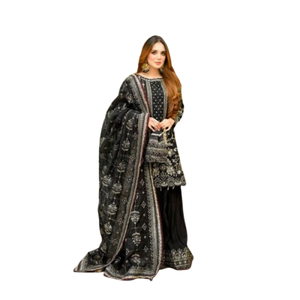 Ensemble Salwar Kameez pour femme, en fausse fourrure épaisse, avec dupatta et pantalon, séchage rapide, toutes saisons, Diwali - Product Image 2