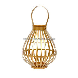Panier à bougie ouvert en métal doré de 17 pouces avec poignée pour intérieur et patio, décorations pour la Saint-Valentin, porte-bougie - Product Image 2