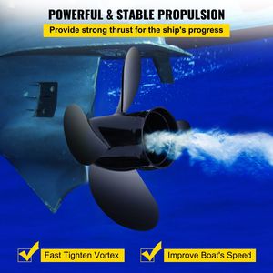 Hélice de bateau hors-bord en aluminium à 4 pales, 14'' x 19'', compatible avec les moteurs 2 temps de 135 à 300 CV, référence 48 8M0084495 - Product Image 3