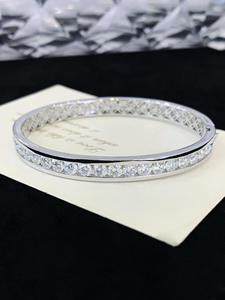 Beautiful Design Round Cut Moissanite Diamond <b>Bangle</b> Bracelet Bezel <b>Set</b> Classic Style Women Jewelry Gift Moissanite Fine Jewelry - Product Image 5