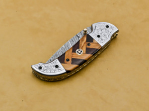 Couteau de poche pliant en acier Damas fait main, lame Tanto ultra-affûtée, pour le camping, la chasse, la survie tactique et l'EDC - Product Image 6