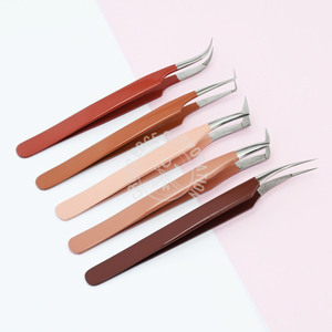 Fiber Tip Eyelash Extension Tweezers Pointed Tip 90 Degree Boot Volume Tweezer Nano Grip Curved Classic Nonslip Grip Tweezers - Product Image 2