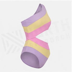 Traje de baño de una pieza con un solo hombro y bloques de color NORTH APPROACH, bikini asimétrico con aberturas y cintura alta elástica para mujer - Product Image 3