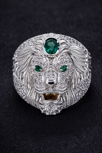 Luxury Jewelry Sterling <b>Silver</b> Gold Plated Peace Shape <b>Emerald</b> Natural Gemstone <b>Rings</b> Women Engagement Wedding Party <b>Ring</b> - Product Image 5