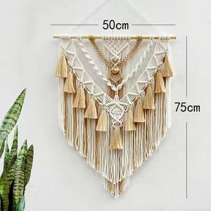 Hand Knotted Cotton Macrame Boho <b>Wall</b> <b>Decor</b> Vertical Pattern Elegant Symmetry Woven Details Eco-Friendly Crafted for Stylish - Product Image 6