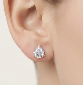 Boucles d'oreilles clous minimalistes en or massif 10K 14K 18K avec diamants de laboratoire taille poire et goutte d'eau, bijoux de mode - Product Image 6