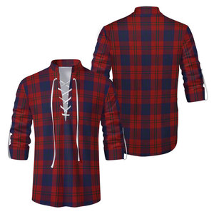 Chemise Kilt Jacobite Écossaise Premium pour Homme, Manches Longues, à Lacets, Motif Tartan des Highlands, Plaid du Clan MacQueen, Style Décontracté - Product Image 1