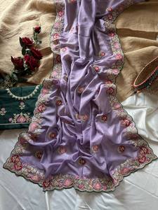 El Sari Tradicional Estilo Bollywood Más Hermoso de la India para Mujer, con Bordado de Lentejuelas Pesadas, Diseño Moderno para Fiestas - Product Image 4