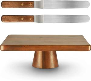 Support à gâteau vintage en bois avec présentoir à dessert carré décoratif pour la maison, la boulangerie, la restauration et les événements hôteliers, parfait pour les fêtes - Product Image 3