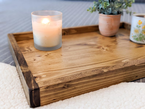 Wooden Single Tier Storage Tray with Handles Dishwasher Safe Classic Design Polished Finish for Kitchen Tableware Use tray - Product Image 3