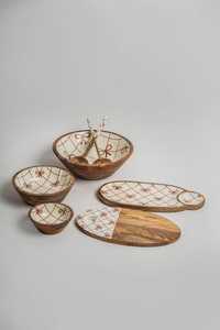 Modern Handmade Eco-Friendly <b>Wooden</b> Irregular <b>Serving</b> <b>Platter</b> with Dip Bowl for Party Snacks and Cheese Charcuterie Board - Product Image 6