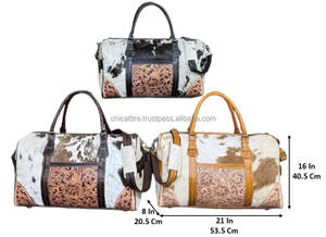 Bolsa de Viaje de Cuero Genuino Hecha a Mano, de Alta Popularidad, Bolsa Deportiva de Gran Capacidad, Bolsa de Fin de Semana Estilo Western - Product Image 2