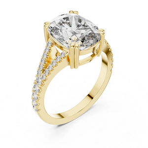 Bague de mariage en or jaune 14 carats avec diamant rond cultivé en laboratoire pour femmes |   Nouveau diamant cultivé - Product Image 3