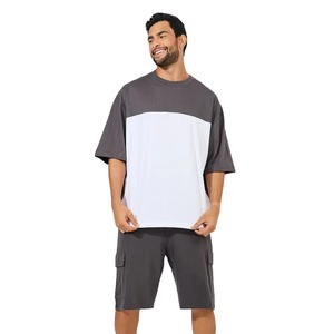 Ensemble t-shirt et short en coton rayé pour homme, vêtements décontractés d'été, respirant, blanc - Product Image 6
