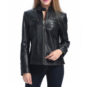 New Arrival Women's Solid Color Leather Jacket OEM Custom high Quality Wholesale Design Leather Jackets For Women's - Product Image 1