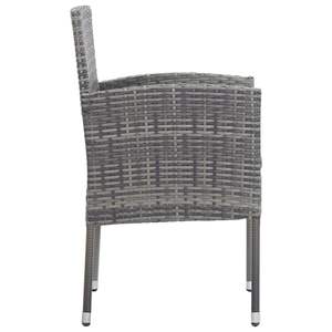 Ensemble de 4 chaises de jardin en rotin PE gris foncé, acier et polyester - Product Image 4