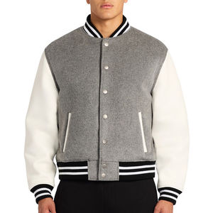 Customized Varsity Jacket Wool and Genuine Leather Custom Varsity Jacket <b>Wind</b> <b>breaker</b> Leather Jacket Men Customized Design - Product Image 2