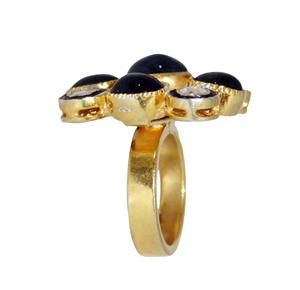 Natural Blue Stone Polki IGI Certified Classic <b>Gold</b> Plated 925 Sterling Silver <b>Ring</b> for Wedding Anniversary Engagement Jewelry - Product Image 6