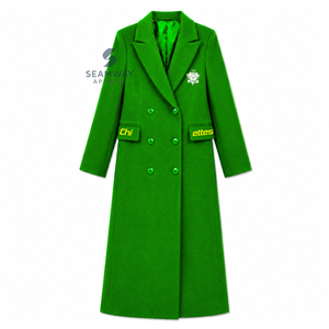 Manteau long croisé pour femme Chi Eta Phi Sorority, col à revers cranté, manches longues, coupe ajustée, brodé, vêtement d'extérieur formel - Product Image 1