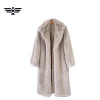 Manteau long tissé en fourrure de renard marron de luxe pour homme, OEM, haute qualité, épais, chaud, pour l'hiver, anti-rétrécissement, 90 % personnalisable