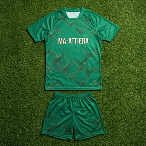 Ensemble d'uniformes de football vert personnalisé, motif géométrique, maillot de football, shorts, chaussettes, vêtements de sport d'équipe - Product Image 5