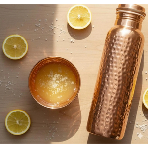 Pure Copper Water Bottle with Round Lid Hammered Copper Drinking Bottle for Daily Use Ayurvedic Copper Water Bottle for Wellness - Product Image 5