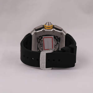 Elegante Reloj de Lujo Personalizado de Acero Inoxidable con Cristales VVS, Estilo Hip Hop, con Correa de Cuero para Hombre - Product Image 3
