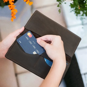 Handcrafted <b>Leather</b> Checkbook <b>Wallet</b> Personalized Slim Holder With Custom Engraving Bifold Cover for Men or Women LCR-0025 - Product Image 3