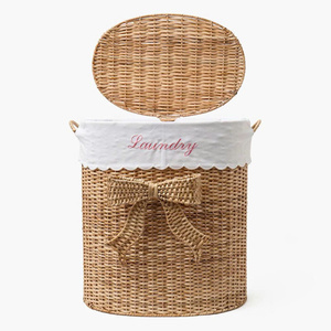 Panier à linge en rotin fait main du Vietnam avec doublure en tissu, panier de rangement en osier naturel, grande capacité, organisateur écologique - Product Image 2