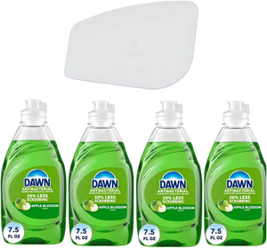 Lot de 4 liquides vaisselle Dawn parfum Fleur de pomme 7,5 oz (30 oz TOTAL) avec raclette ménagère - Product Image 1