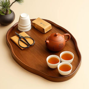 Plateau de service élégant en bois, fait main, en bois naturel, écologique, multifonctionnel, plateau décoratif pour fruits, planche à fromage, décoration d'intérieur - Product Image 1