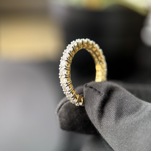 14K Yellow Gold Round Cut Lab Grown Diamond Eternity Wedding Band IGI Certified Full Eternity Stackable Ring - Product Image 6