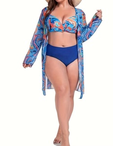 Ropa de playa para nadar de cintura alta de manga larga Sexy 3 piezas de natación acolchado nuevo diseño de impresión y sublimación cubrir Sexy ropa de playa para nadar - Product Image 2