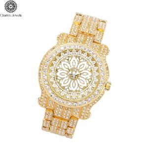 Charm_Jewels Luxury Gold <b>Watch</b> Women Analog Quartz Hollow Out Dial Round Case 38mm Crystal Bracelet Fashion Jewelry - Product Image 1