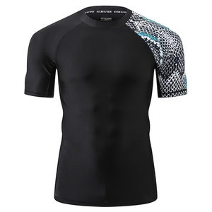 Men Rash Guard <b>Compression</b> T <b>Shirt</b> Short Sleeve Swim <b>Shirt</b> UV Protection Quick Dry OEM Manufacturer Bulk - Product Image 2