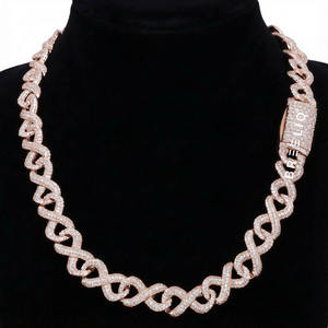 Collier chaîne à maillons Infinity personnalisé en argent massif 925 avec diamants de laboratoire, style statement, bijoux hip-hop - Product Image 6