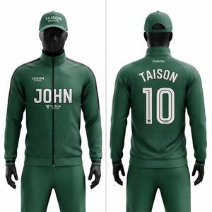 Ensemble d'entraînement de football pour hommes 280 GSM en polyester interlock premium vert forêt avec logo personnalisé par sublimation et broderie par transfert thermique - Product Image 1