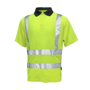 Hi Visibility Reflective Safety Polo Shirt Men's Workwear Class 2 <b>Construction</b> Road Crew Uniform Polyester Material - Product Image 1