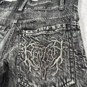 Shorts Bermuda en jean tendance pour homme, taille mi-haute, coupe droite ample, jambe large, braguette boutonnée, respirant et infroissable - Product Image 3