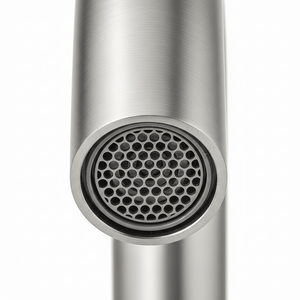 Rubinetto lavabo a 3 fori da 8 pollici in nichel spazzolato con 2 maniglie, bocca girevole a 360 gradi e scarico a scomparsa - Product Image 5