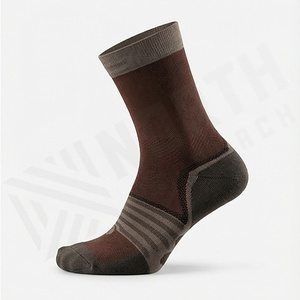 Brown Crew <b>Socks</b> With Striped Heel And <b>Toe</b> Breathable Running <b>Socks</b> <b>For</b> Adults - Product Image 3