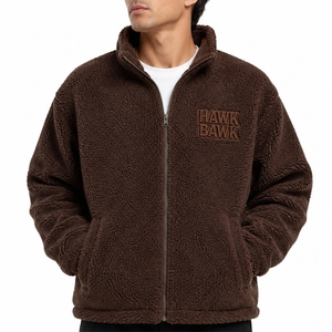 Men's Sherpa <b>Fleece</b> <b>Jacket</b> Full Zip Collar Stand Collar Casual Winter Outerwear <b>Lined</b> Loose Fit Fabric For Men Sherpa <b>Jacket</b> - Product Image 1